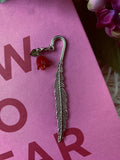 Scarlet Blossom Feather Bookmark