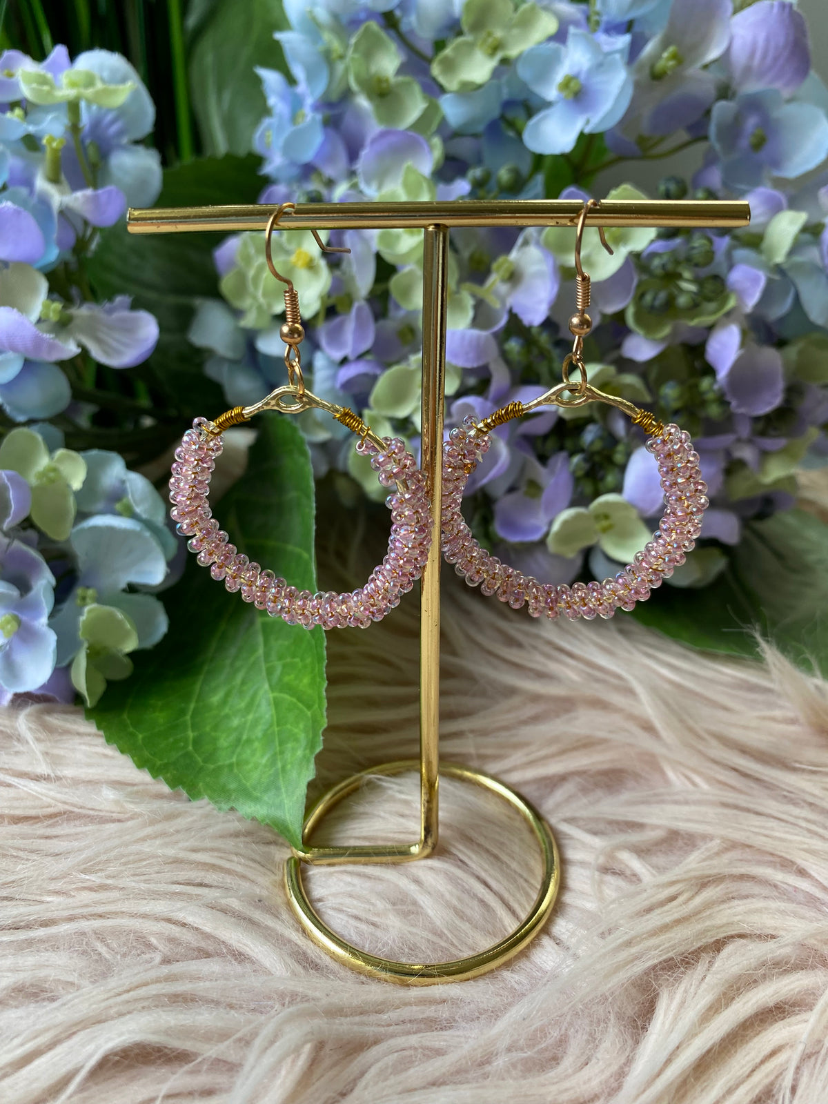 Blush Sparkle Hoop Earrings