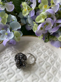 Midnight Sparkle Flower Ring