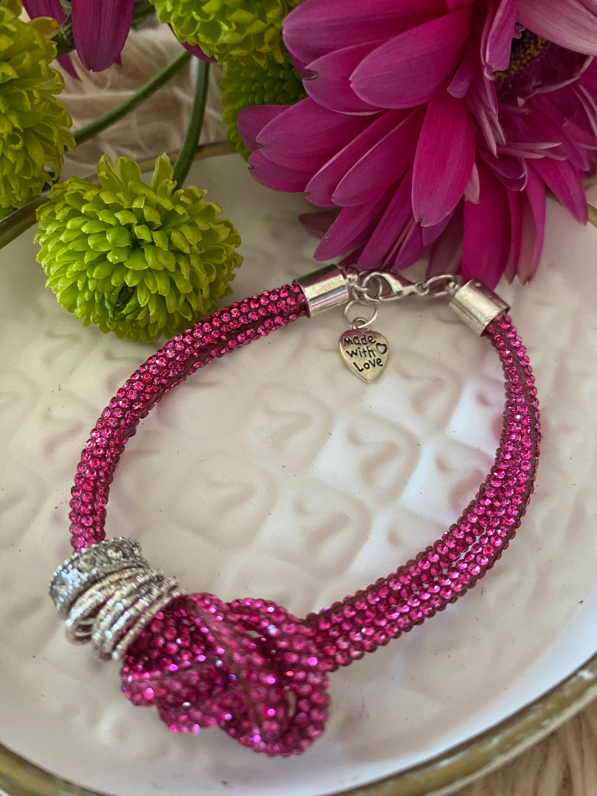 Rosé Knot Charm Bracelet